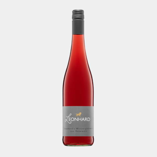 Eine Flasche Winzerglühwein rot vom Weingut Leonhard aus Pleitersheim.